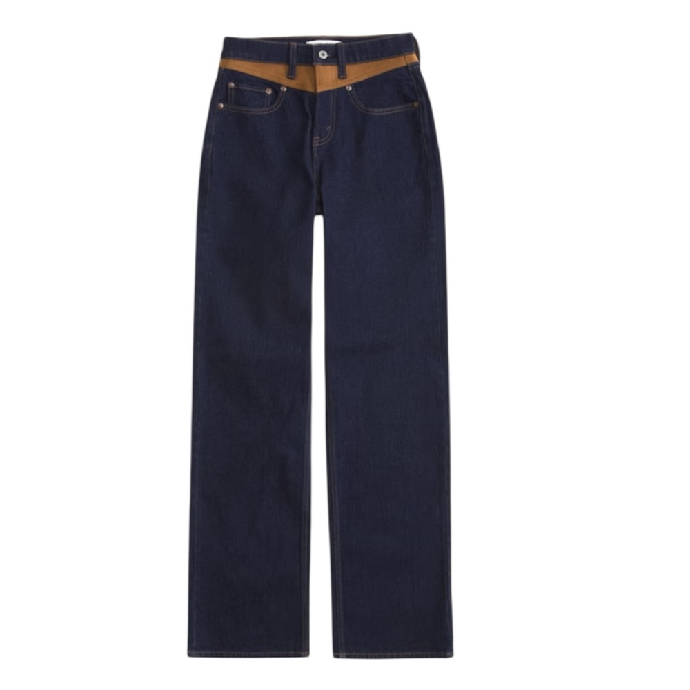 Abercrombie 90s Relaxed High Rise Jeans Size 34 Rinse Blue NWT